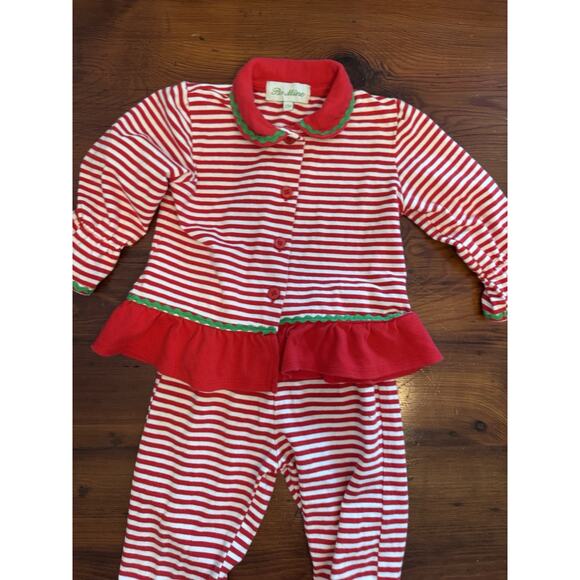 All Mine Baby Girl 2 Piece Stripe Christmas PJ's 18 Months Ruffles - Picture 7 of 13